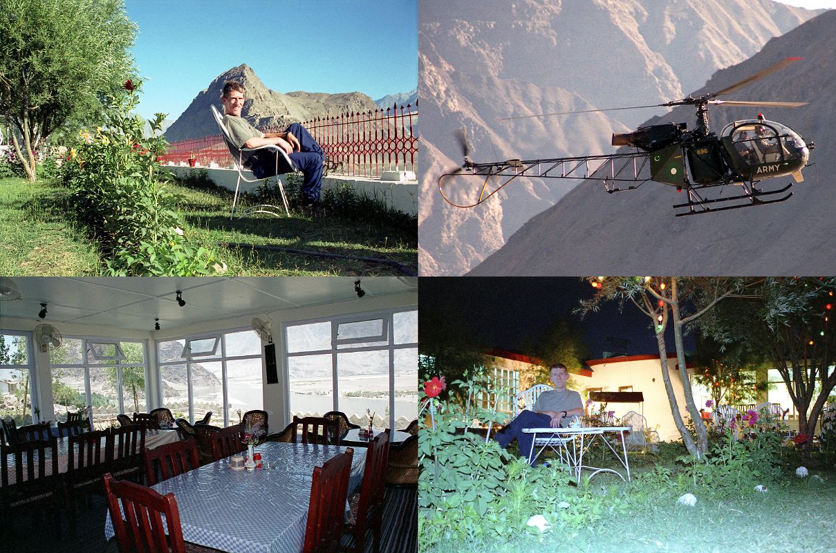 22 Jerome Ryan Enjoys The Garden At The Concordia Hotel In Skardu, Watches An Army Helicopter